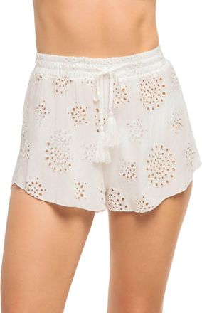Elan Eyelet Embroidered Shorts In White