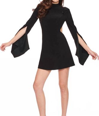 Rachel Allan Open Back High Neck Cocktail Dress In Black