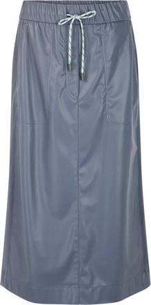 Marc Cain Fauxleren Midi Rok - Dames - Midirokken - Grijs - S - Leer - Rokken