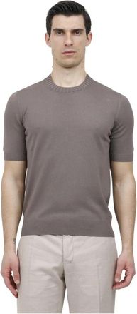 Gran Sasso Geribbelde T-shirt met ronde hals - Heren - Ronde hals truien - Grijs - S - Truien & Vesten