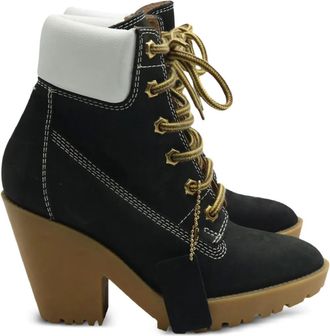 Maison Margiela leather lace-up boots - women - Fabric/Calf Leather/Rubber/Calf Suede - 35 - Black