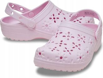 OEM Zueco Crocs Classic Floral Con Recortes 210927 M6 I Eu 3839 I W8 Rosa Leche