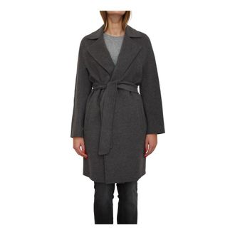 Max Mara Belted Coats, female, Gray, Size: L Cappotto