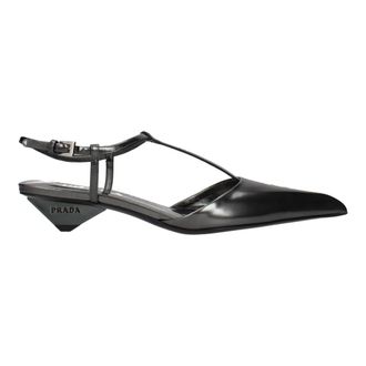 Prada Pumps, female, Gray, Size: 6 1/2 US Leather Sandals
