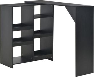 vidaXL Mesa de bar con estantería móvil negro 138x39x110 cm Vidaxl
