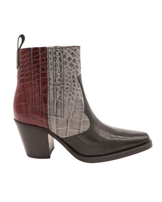 Ganni Pre-owned Womens Western Ankle Boots in Multicolor Leather - Multicolour - Size UK 3