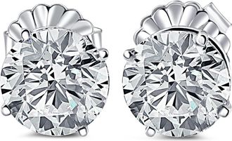 Pompeii3 Certified 6.00CT Round Diamond Studs 14k White Gold Lab Grown