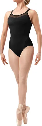 Bloch Ladies Willow Lace Print Camisole Leotard In Black