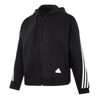 adidas (WMNS) adidas Future Icons 3-Stripes Full-Zip Hoodie Asia Sizing Black White HT4715