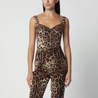 Dolce & Gabbana Leopard-print cotton bustier top