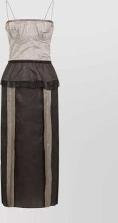 Maison Margiela pure silk midi dress with organza peplum