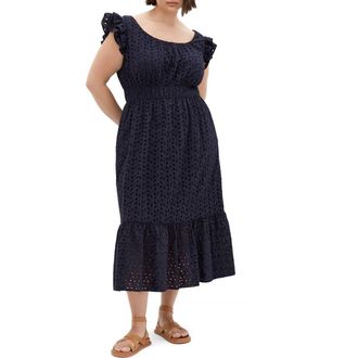 City Chic Sweet Broderie Anglaise Maxi Dress in Navy at Nordstrom Rack, Size Xxl/24W
