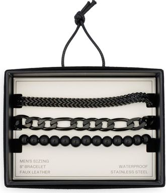 Nordstrom Rack 3-Pack Waterproof Mixed Chain Bracelets in Black at Nordstrom Rack