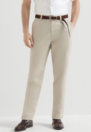 Brunello Cucinelli Garment-dyed trousers in peached cotton gabardine in White at Nordstrom, Size 48