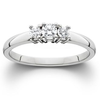Pompeii3 1/2ct Three Stone Diamond Ring 14K White Gold Size Selectable