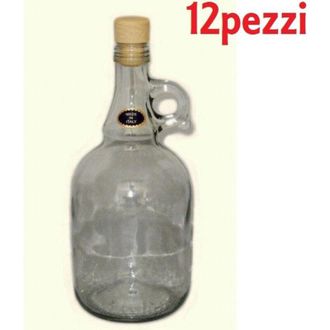 Trade Shop Trade Shop - Set 12 Pezzi Bottiglie Bottigline Vetro Trasparente Gallone Con Tappo 750 Cc