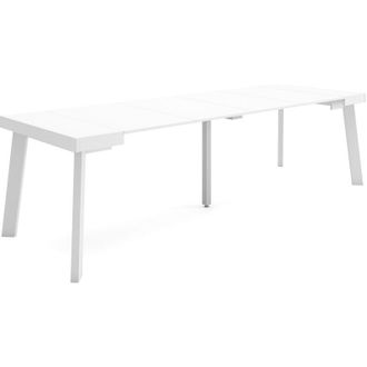 Skraut Home Mesa Consola Extensible, Mesa Comedor Plegable, 260, Para 12 Comensales, Patas De Madera, Estilo Moderno, Blanco - Skraut Home