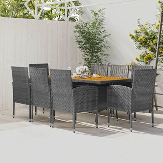 vidaXL Idaxl Juego De Comedor De Jard&iacute;n 9 Piezas Rat&aacute;n Sint&eacute;tico Gris Vidaxl