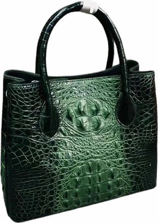 Generic tote handbag for women Authentic Alligator Skin Female Handbag Ladies Three-Way Green Handbag Genuine Crocodile Leather Lady Single Shoulder Bag