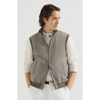 Brunello Cucinelli Bonded nylon vest with Thermore padding in Military at Nordstrom, Size 46 It