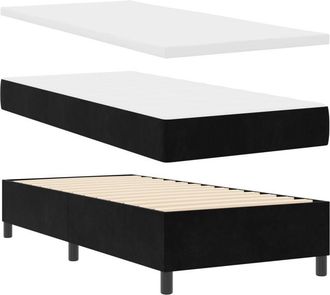 vidaXL Box Spring Bed with Mattress Black 80 x 200 cm Velvet Vidaxl