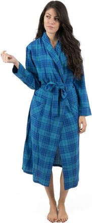 Leveret Womens Flannel Robe, 100% Cotton in Plaid Blue & Navy at Nordstrom, Size Small