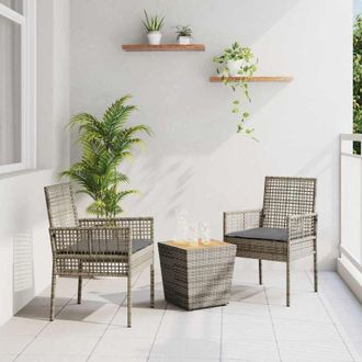 vidaXL vidaXL Set Bistro da Giardino 3 pcs Grigio Poly Rattan
