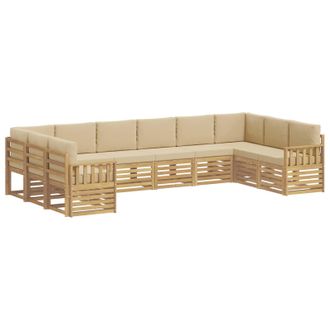vidaXL Conjunto De Sof&aacute;s De Exterior 7 Uds. Blanco Y Beige Poli&eacute;ster Vidaxl