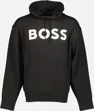 HUGO BOSS Mens French Terry Logo Print Hoodie - Black - Size: 40
