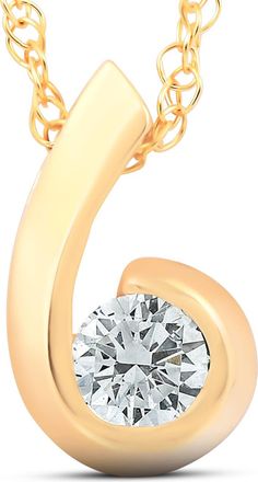 Pompeii3 1/4ct Solitaire Round Diamond Pendant 14K Yellow Gold