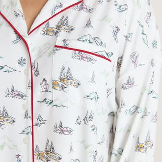 Lounge Alpine Dreams Pyjama Shirt - Ski Print - L - Het perfecte cadeau voor haar