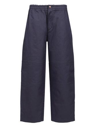 Moncler Cotton Gabardine Trousers Blu-Uomo