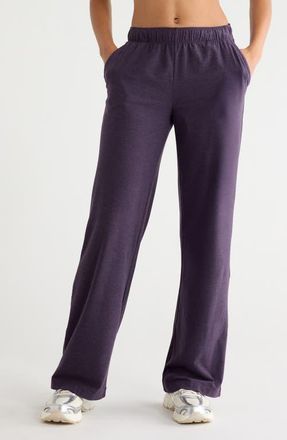 Zella Restore Soft Straight Leg Pull-On Pants in Purple Night Melange at Nordstrom, Size X-Small