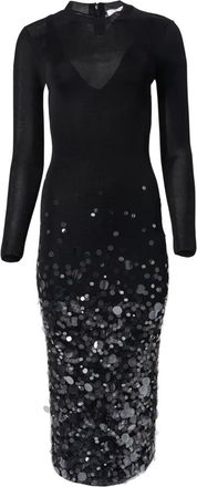 Carolina Herrera Abito midi con paillettes - Nero