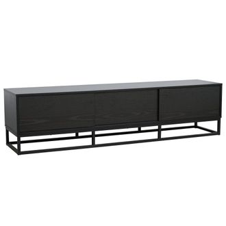 Oviala Mueble de TV rectangular con 3 puertas, L180 cm, negro