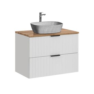 Petits Meubles Mueble lavabo efecto piedra de 80 cm estratificado Blanco