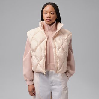 Nike Jordan Womens Jordan Brooklyn Therma-FIT Quilted Puffer Vest in White | HV0413-272