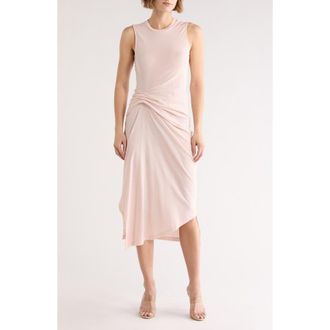 AllSaints Rivi Draped Midi Dress in Mauve Chalk Pink at Nordstrom Rack, Size 10 Us / 14 Uk