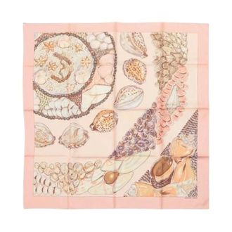 Herm&egrave;s Pre-owned Carr&eacute; 90 Rocaille Shells Zijden Sjaal - Dames - Pre-owned - Roze - Maat: ONE Size Zijde