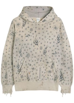 Saint Mxxxxxx Saint Mxxxxxx X Dr. Woo Printed Hooded Cotton Sweatshirt - Grey - XL