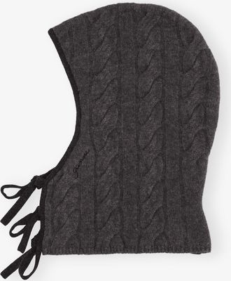 Ganni Mixed Grey and Black Cashmere Mix Balaclava