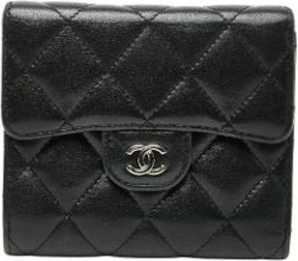 Chanel Pre-owned Leather Wallet - Dames - Vintage Accessoires - Zwart - ONE Size - Leer - Vintage