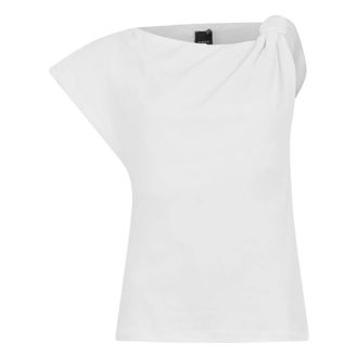 Pinko T-Shirts, female, White, Size: XS Asymmetric Cotton T-shirt