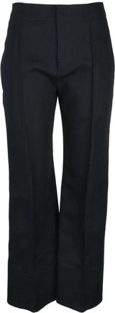 Bottega Veneta Chino Broek met Hoge Taille en Zakken - Dames - Wijde Broeken - Zwart - 3XS - Katoen - Broeken
