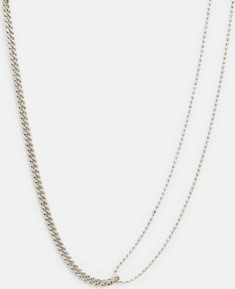 AllSaints Sterling Silver Cai Sterling Silver Mixed Chain Necklace, Size: One Size