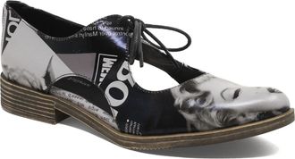 Django & Juliette Womens Keeria Shoes In Newsprint-Black Leather