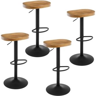 Woltu Woltu - Breakfast Bar Stools Set of 4 Bar Chairs for Kitchen Counter Height Adjustable, Solid Wood, Dark Wood Colour