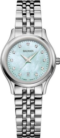 Balmain Beleganza Diamond & Mother-of-Pearl Bracelet Watch, 27.5mm in Mint Mop Stainless Steel at Nordstrom