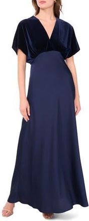 CeCe by Cynthia Steffe Dolman Sleeve Velvet & Satin Dress in Classic Navy 407 at Nordstrom Rack