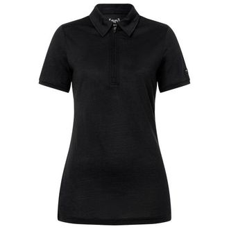 super.natural Zip Polo Merinoshirt f&uuml;r Damen | schwarz